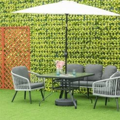 Outsunny Mesa De Cristal De Jardín Con Agujero Para Sombrilla Mesa Para Comer Cuadrada Con Marco De Acero Para Exterior Terraza Balcón 106,5x106,5x71 Cm Negro -Tienda de muebles de jardín 65d249025a1c94cc11d15a9788c5696c55e7b1a2 8cd5ec74e37b4f0aaaaedf108dd04709