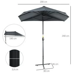 Outsunny Sombrilla De Pared De Jardín 200x190x240 Cm Parasol Con Manivela Poste De Acero Y Base Cruzada Protección Solar Para Terraza Balcón Exterior Gris 13 Outsunny Sombrilla De Pared De Jardín 200x190x240 Cm Parasol Con Manivela Poste De Acero Y Base Cruzada Protección Solar Para Terraza Balcón Exterior Gris -Tienda de muebles de jardín 672f3689039beb95879516168bb20b869e64b583 7add66334d9448b69734d1d12c8d9b7c