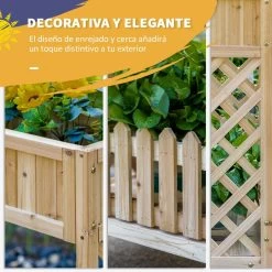 Outsunny Huerto Urbano Elevado De Madera 90x30x90 Cm Mesa De Cultivo De Jardín Con Estante Inferior Seto Decorativo Y 4 Orificios De Drenaje Para Plantas Macetas Flores Natural -Tienda de muebles de jardín 67c7c0dec8f4ce453ddbf86a6e16c4619f9dd86d bdd8d93dbe664fc294f7e66346146b77