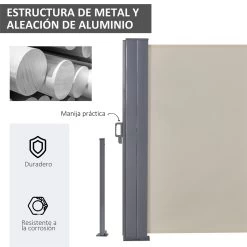 Outsunny Toldo Lateral Retráctil Doble 600x160 Cm Pantalla De Privacidad Extensible Con Ángulo Ajustable Y Protección UV 50+ Para Jardín Balcón Terraza Beige -Tienda de muebles de jardín 68298171445559451ff450472efb992fe6456773 e9d0527bdc764354b45d9986c7e0f16b