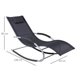 Outsunny Tumbona Mecedora De Jardín Con Reposacabezas Reposabrazos Sillón Silla De Exterior Tejido Transpirable Y Metal Para Playa Patio Terraza 63x148x85 Cm Negro -Tienda de muebles de jardín 6879d77bec8eb903b33567af8e50ad01bf03169c 7605f815fa0e41978bff517c2677455e