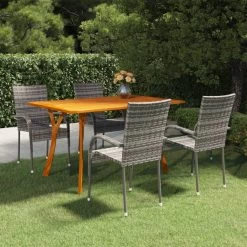 Juego De Comedor Para Jardín 5 Piezas Gris VidaXL -Tienda de muebles de jardín 69900d562d4c5d442203e6dcdae5c8fd97855dae de4bdc3d46b54fb4bc76df70ed3e24aa