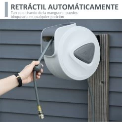 DURHAND Carrete De Manguera De Aire Comprimido Automático De 15 M Conector De 1/4'' BSP Con Soporte Para Pared Giratorio 180° Diámetro Interno 3/8'' (9,5x15 Mm) Gris -Tienda de muebles de jardín 69c6f134194fb1daae59ed84ef92998f957e5a3f 12822717daff4f15881c50c61cbfb085