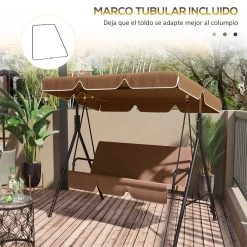 Outsunny Toldo De Repuesto Para Columpio De 2 Plazas Toldo Recambio Para Balancín Cubierta De Reemplazo Protección UV50+ Para Jardín Terraza Patio 192x144 Cm Marrón Oscuro -Tienda de muebles de jardín 6a1d3c2fe3b222e8f596f642f26f144926c30afc 9fa970ce0737404eaf46e2837e239aaa