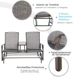 Outsunny Mecedora De 2 Plazas Banco Balancín Tipo Silla Basculante De Jardín O Patio De Metal Y Tela Texteline Para Exterior 148x81x100 Cm -Tienda de muebles de jardín 6b7ac32af6ee9f0a6a31b1c6b72b1c38f5c7acc1 d8d74acce62c48e692dd0928c1314a4f
