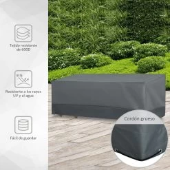 Outsunny Funda Protectora Para Muebles De Jardín Tela Oxford 600D Impermeable Cubierta De Muebles De Mesas Sillas Sofás Exterior Con Cordón Y Hebilla 190,5x72x76 Cm Gris -Tienda de muebles de jardín 6c887f51a1d8d8f2510f262b2f28012ae38969ec 0ef371f08bb8430c8a92bb68593d672e