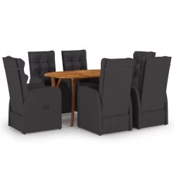 Juego De Comedor Para Jardín De 7 Piezas Negro VidaXL -Tienda de muebles de jardín 6de72d6d983c6c64582fbab61f76e2c8af46fcc7 04b4823266e8444a90be314a7f39c56b