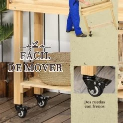 Outsunny Huerto Urbano Elevado De Madera Con Ruedas Mesa De Cultivo Con Enrejado Cama De Jardín Elevado Con Tela No Tejida Y Orificio De Drenaje Para Plantas Flores 79x29x130 Cm Natural 17 Outsunny Huerto Urbano Elevado De Madera Con Ruedas Mesa De Cultivo Con Enrejado Cama De Jardín Elevado Con Tela No Tejida Y Orificio De Drenaje Para Plantas Flores 79x29x130 Cm Natural -Tienda de muebles de jardín 7025afc81bbb064001725a2b9651da290b740f1f 52a85dfe90164038a0a4a704c1a1aef0