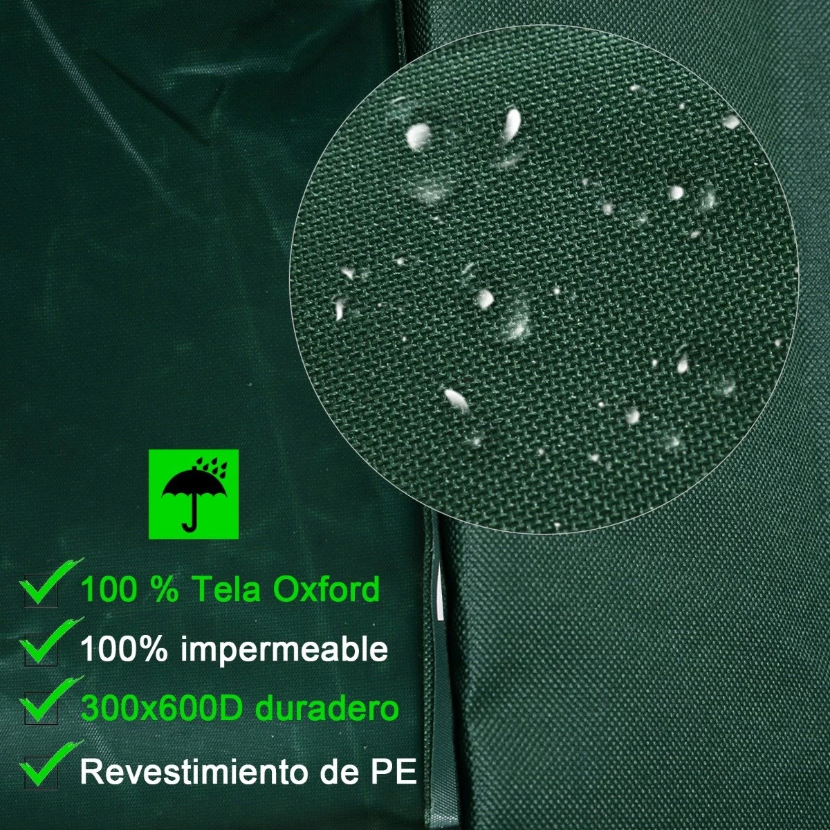 Outsunny Funda Para Muebles De Jardín 245x165x55 Cm Cubierta De Protección De Exterior Con Ojales De Aluminio Y Tela Oxford Impermeable Para Terraza Patio Balcón Verde 6 Outsunny Funda Para Muebles De Jardín 245x165x55 Cm Cubierta De Protección De Exterior Con Ojales De Aluminio Y Tela Oxford Impermeable Para Terraza Patio Balcón Verde - Imagen 4