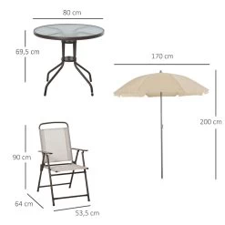 Outsunny Conjunto De Muebles Para Jardín Con 4 Sillas 1 Mesa Y 1 Parasol Texteline Aluminio Y Poliéster Beige -Tienda de muebles de jardín 71aae50348416823d55985d0d016b106b219f638 a959cbb403ab40e3ad963257eb247eda