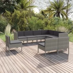Set De Muebles De Jardín 9 Pzas Y Cojines Ratán Sintético Gris VidaXL -Tienda de muebles de jardín 71cf9e9bd1e096258874e2e718296d4470053a1a b3992bc408f94600b12a14b314c04c6b