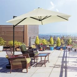Outsunny Sombrilla De Jardín Ø256x245 Cm Parasol Excéntrico Rotación De 360° Con Apertura Manual Y Base Cruzada Para Patio Terraza Exterior Beige -Tienda de muebles de jardín 71d1c998134b19577d15fa856b631af3da705255 5e52fa55b5294226b8e086e4dbce5c39