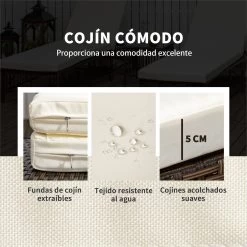 Outsunny Conjunto De 2 Tumbonas De Jardín Exterior Tumbonas De Mimbre Tejido Con Mesa De Tapa De Vidrio Respaldo Reclinable De 5 Posiciones Y Cojines Suaves 196x54x32 Cm Negro -Tienda de muebles de jardín 7266ec091cb4cfdf36768e2a8b2a00595dde18d0 5f4906a4c76d4a23b50fc691c6f77596