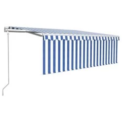 Toldo Retráctil Automático Con Persiana 4,5x3 M Azul Y Blanco VidaXL