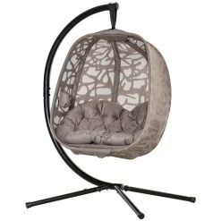 Outsunny Silla Colgante Con Soporte De Acero Sillón Colgante Hamaca Con Cesta Plegable Y Cojines Para Interiores Y Exterior Carga 120 Kg 126x96x172 Cm Marrón -Tienda de muebles de jardín 73ccd972d1a69ac0bf48135139fd54c0431b8cde 3c96defbfd594ce1be986e153df28557