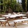 Conjunto De Comedor De Jardín De 8 Plazas, De Cemento Con Banco Y Taburetes Blanco/madera Clara OLBIA -Tienda de muebles de jardín 74480be110a4aa3aaa175dbcc6d2be5d587eeada cabc2fecd4e7419db100b5935e4a947f