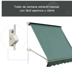 Outsunny Toldo De Ventana Toldo Manual De Aluminio Retráctil Para Exterior Toldo De Balcón Ángulo Ajustable Impermeable Tela De Poliéster 180x70cm Verde -Tienda de muebles de jardín 74a7cce3dda4f762142b6ad01478941a4ef56233 b6984c104ae14272b1e679e8dfd874d3