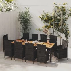 Juego De Comedor De Jardín 11 Pzas Con Cojines Ratán PE Negro VidaXL -Tienda de muebles de jardín 76c4c56e4b5bc7be72d8de1efe1c4dd511c2d03e 5a2d1f265fac45b38355ce0d5c230529