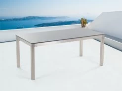 Mesa De Comedor De Metal/granito Gris Oscuro/plateado 180 X 90 Cm GROSSETO -Tienda de muebles de jardín 78147a080ca497cc4126e3706b01a1d91610c6d2 dfb9df08b9154ddb9a9da69ff026be45