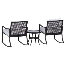 Outsunny Conjunto De Muebles De Ratán Para Jardín Con Mesa Ø51x46 Cm Y 2 Sillas Mecedoras 65,5x73,5x84,5 Cm Con Cojines Lavables Y Almohadas Blanco Y Marrón -Tienda de muebles de jardín 7823627e123803860057fc582d6e0551592ecb09 b723c420a1fe4f0c9242fbd7c41bc668