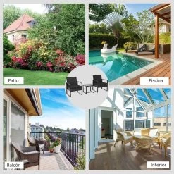 Outsunny Conjunto De Muebles De Ratán De Jardín 3 Piezas Set De Comedor Con 1 Mesa 42,5x40x39 Cm 2 Sillones 63x57x76 Cm Y Cojines Acolchados Para Patio Terraza Balcón Negro -Tienda de muebles de jardín 788ad8e9d6db81c8535a3bacba92223c1a47d06d b9addb927fa04735a7d9054c1635e06e