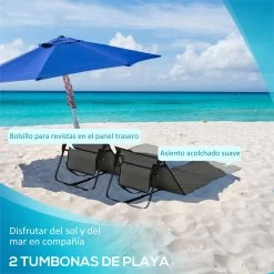 Outsunny Conjunto De 2 Esterillas De Playa Plegable Esteras Acolchadas Con Respaldo Reclinable Y Bolsa De Transporte Para Jardín Camping 142x51x40 Cm Gris -Tienda de muebles de jardín 788ddab2355ac2d27d2a1294be055538f4f83300 45150bb935ff4e93b125b4fba6e09d57