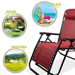 Tumbona Gravedad Cero Burdeos, Reclinable Y Plegable Aktive Beach -Tienda de muebles de jardín 79799a5469386c6f0c8575a47d6c6fabda6bc92e 3e9f695d5cad464ca6748c5cb262b16b