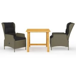 Juego De Comedor Para Jardín De 3 Piezas Marrón VidaXL