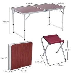 Outsunny Mesa Maleta De Aluminio 4 Taburete Plegable Portátil Para Acampada Picnic Jardín Terraza Conjunto Muebles Exterior Altura Ajustable -Tienda de muebles de jardín 7b1e2057d805c90ca3c486e0f60e9d5b86add714 7eb275a9295f4583a7435f3bb4d7919b