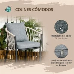 Outsunny Conjunto De Muebles De Jardín 3 Piezas Juego De Muebles De Terraza Incluye Mesa Con Encimera De Vidrio Templado Y 2 Sillones Con Cojines Reposabrazos De Cuerda Polipropileno Gris -Tienda de muebles de jardín 7b25e91b8b004c5df799e07ebf1bda2b6a85f8af bc3ee71cef8749b59d010bdfca987002