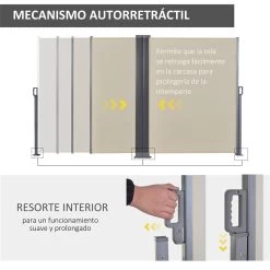 Outsunny Toldo Lateral Retráctil Doble 600x160 Cm Pantalla De Privacidad Extensible Con Ángulo Ajustable Y Protección UV 50+ Para Jardín Balcón Terraza Beige -Tienda de muebles de jardín 7b9682c59beac9c6157b7fbb3ee7e2e9be27a7a9 5226fd6988d641f1be677a410654509f