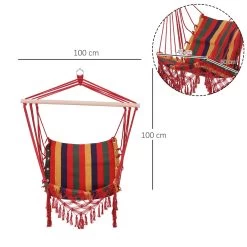 Outsunny Silla Hamaca Colgante Tejido De Algodón Poliéster Carga 100 Kg Sillón Colgante Para Interior Exterior Terraza 100x60x100 Cm Multicolor -Tienda de muebles de jardín 7bef499db4acfdcc871b85bb28fc00a3091e8030 b412c7710e534c5a8977b5938ade9ab4
