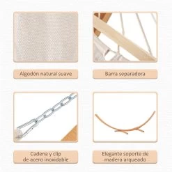 Outsunny Hamaca Con Soporte De Madera Hamaca De Jardín Colgante Con Marco Y Tumbona De Algodón 200x120 Cm Para Terraza Balcón Carga 150 Kg 392x120x102 Cm Blanco Y Natural -Tienda de muebles de jardín 7ca2c66d138fe3bec9183a48886dfb581b30ce1d c3f8a7e3b9774118908e3b9c1f24932a