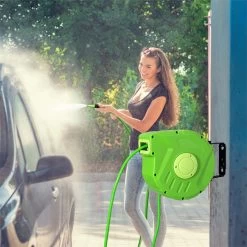 Outsunny Carrete Para Manguera Soporte Mural Portamanguera 10m Roll-up Automático Con Pistola De Pulverización Base De Pared Conector De Manguera Para Jardín Terraza -Tienda de muebles de jardín 7daa5fd6a8f92ed98cd56457b341f0b75e06fb14 d0e632abeb19415f988c0144ee2ca771