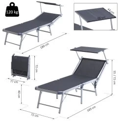 Outsunny Tumbona Plegable Y Reclinable De Aluminio Con Toldo Incorporado Para Piscina Jardín Terraza Exterior Carga 120 Kg 169x72x55/72cm Gris 16 Outsunny Tumbona Plegable Y Reclinable De Aluminio Con Toldo Incorporado Para Piscina Jardín Terraza Exterior Carga 120 Kg 169x72x55/72cm Gris -Tienda de muebles de jardín 7e1893588bb27d4f3bc8fabb0a521adcdd76a4bf 3c8d4dcad28e45048c06bff9efc296da
