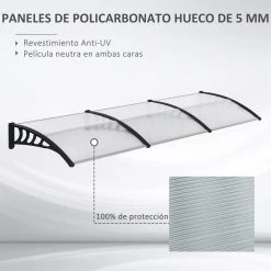 Outsunny Tejadillo De Protección 303x96 Cm Marquesina Exterior Para Puertas Y Ventanas Contra Sol Y Lluvia Con Soporte De Aleación De Aluminio PP Policarbonato Transparente -Tienda de muebles de jardín 7e7a8b9a5779ed20c0e3ad11e440ed58a413657c 1f0f0a48e8cc416ea1ee2276100b7779