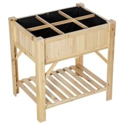 Outsunny Huerto Urbano De Madera 78,5x58x81 Cm Mesa De Cultivo Con 6 Compartimentos Y Estante Inferior Para Plantas Flores En Jardín Terraza Exterior Color Natural -Tienda de muebles de jardín 7f78b338e918f6e17119b5102a50acd91a4e9996 577bbfc330b444d48a02a57c456d7923