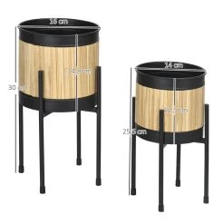 Outsunny Juego De 2 Soportes Para Plantas De Metal Cubierta De Totora Soportes Para Macetas Maceteros Redondos Para Salón Cocina Dormitorio Ø16x30 Cm Y Ø14x25,5 Cm Negro -Tienda de muebles de jardín 817acd70db40f3444fdf31313bac68ff75d9a9a1 b496ef0d98714923a5205d4e59d85113
