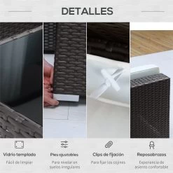 Outsunny Conjunto Muebles De Jardín Ratán 7 Piezas Set De Sofás Patio Con 1 Mesita Almohada Y Cojín Incluido Marco Acero Resistente Intemperie UV Marrón -Tienda de muebles de jardín 8184e11f353a2c4a7f52097a839494a751142275 b645f7153c7c4e77a8395f3b141ea2c0