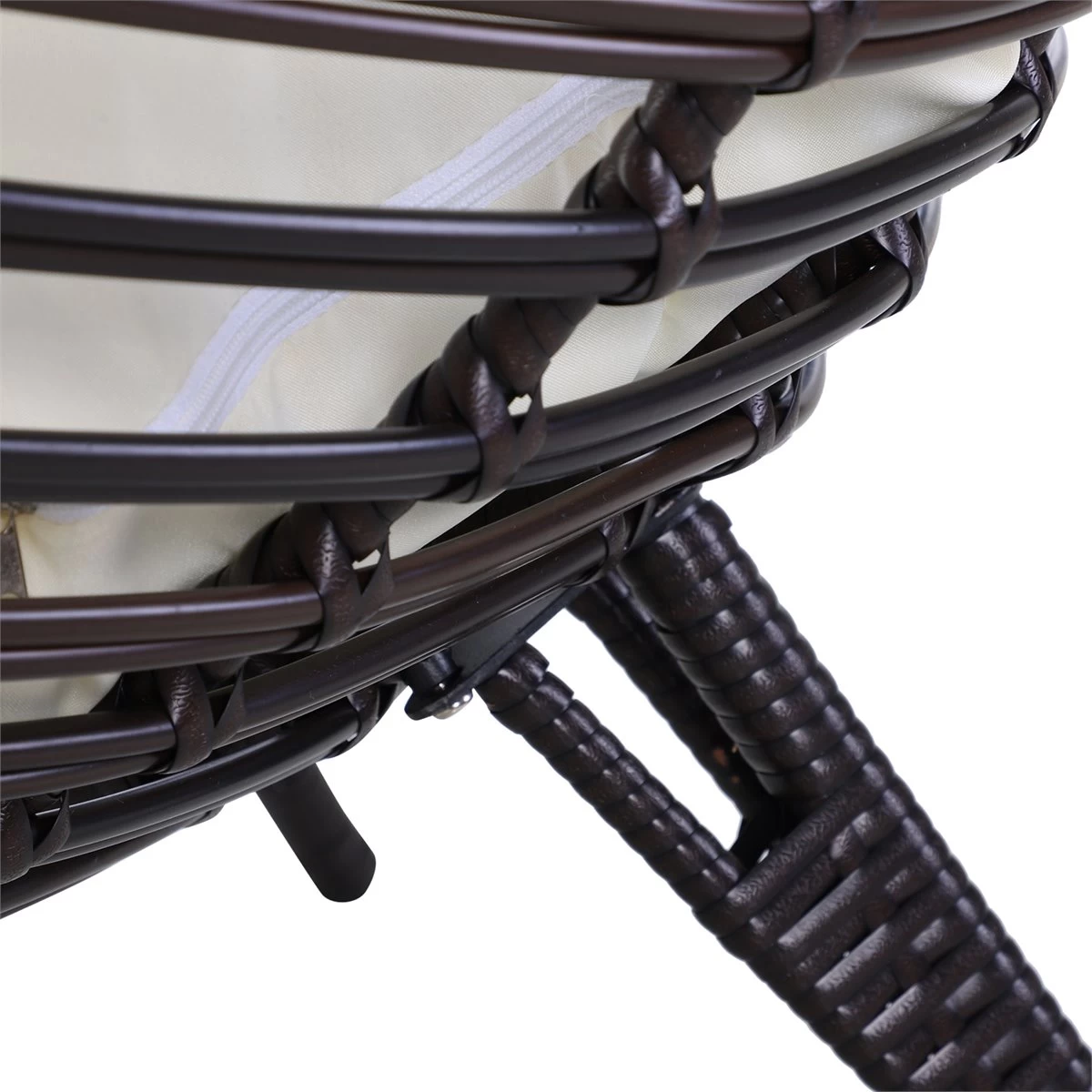 Outsunny Sillón De Ratán Balcón En Forma De Lágrima Con Cojín Acolchado De Algodón PP Estilo Moderno Para Exterior E Interior Carga 160 Kg 101x89x156 Cm Marrón Y Crema 8 Outsunny Sillón De Ratán Balcón En Forma De Lágrima Con Cojín Acolchado De Algodón PP Estilo Moderno Para Exterior E Interior Carga 160 Kg 101x89x156 Cm Marrón Y Crema - Imagen 6