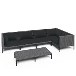 Set Muebles Jardín 6 Pzas Y Cojines Ratán Sintético Gris Oscuro VidaXL