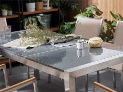 Conjunto De Jardín Mesa Con Tablero Negro De Piedra Natural 180 Cm, 6 Sillas De Tela Blanca GROSSETO -Tienda de muebles de jardín 83ce8689a991039cfa0cc45682a1664f27929b43 940dbe9c061b4286a9e65079110be7a7
