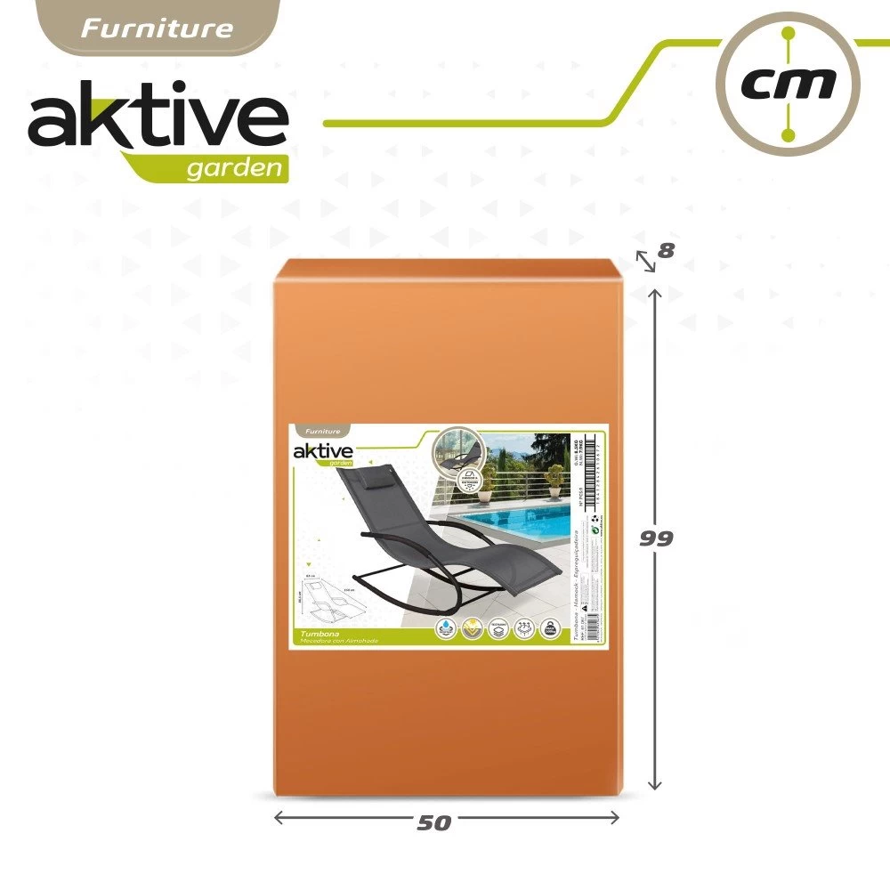 Silla Tumbona Mecedora De Jardín Antracita Con Cojín Aktive 9 Silla Tumbona Mecedora De Jardín Antracita Con Cojín Aktive - Imagen 7