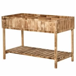 Outsunny Huerto Urbano De Madera 120x60x81 Cm Jardinera Elevada Para Cultivo De Plantas Flores Con Estante Inferior Para Jardín Terraza Exterior Carbanizado -Tienda de muebles de jardín 860bd1d3c30efc31b653cea534dceffd1e4f69cc ec9e0632be3046ff9e29e38a553ecc76