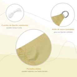 Outsunny Toldo Vela Cuadrado 3x3m Vela De Sombra Para Terraza Jardín Camping Resistente Al Agua Protección UV Poliéster Color Arena 14 Outsunny Toldo Vela Cuadrado 3x3m Vela De Sombra Para Terraza Jardín Camping Resistente Al Agua Protección UV Poliéster Color Arena -Tienda de muebles de jardín 86b266ec14cc1bc115163d543b212e56d5bb96eb 0f042fe3d4d04b7ebf4ca3a90c832357