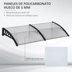 Outsunny Tejadillo De Protección 200x96x27 Cm Marquesina Exterior Para Puertas Y Ventanas Contra Sol Y Lluvia Con Soporte De PP Policarbonato Transparente 15 Outsunny Tejadillo De Protección 200x96x27 Cm Marquesina Exterior Para Puertas Y Ventanas Contra Sol Y Lluvia Con Soporte De PP Policarbonato Transparente -Tienda de muebles de jardín 86be409dfa8c74c8dfd5faf3ae6d956207b921d5 9a9cc8b84583490bbf63ed35b51e3ef4