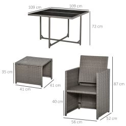 Outsunny Conjunto De Muebles De Jardín 9 Piezas De Ratán Para Comedor Sillas Apilables Con Cojines Extraíbles Lavables Mesa De Vidrio Templado Para Exterior Patio Terraza Gris -Tienda de muebles de jardín 86ce5ae4362c66442dd12708ba87ec01dc9a2723 3282d95f30724c58beda86fa9c84d764