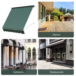Outsunny Toldo De Ventana Toldo Manual De Aluminio Retráctil Para Exterior Toldo De Balcón Ángulo Ajustable Impermeable Tela De Poliéster 180x70cm Verde -Tienda de muebles de jardín 87b757b8ad953d71d70fe3ba9f35f24681212012 c05b0117b6ae4b99a63e6a908ec7e69f