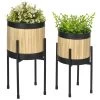 Outsunny Juego De 2 Soportes Para Plantas De Metal Cubierta De Totora Soportes Para Macetas Maceteros Redondos Para Salón Cocina Dormitorio Ø16x30 Cm Y Ø14x25,5 Cm Negro -Tienda de muebles de jardín 89ee3aca3fb6a529da360b3a9919d9994055697c 7d3c91626e004161b64ebde53d46e497