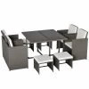 Outsunny Conjunto De Muebles De Jardín 9 Piezas De Ratán Para Comedor Sillas Apilables Con Cojines Extraíbles Lavables Mesa De Vidrio Templado Para Exterior Patio Terraza Gris -Tienda de muebles de jardín 8a138453028f6cb949dea3dcb538f35686e31651 ff33398e4fb04d0c8d82a109101b4ac3